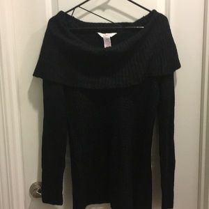 Off the Shoulder Black Sweater with Shimmer Detail